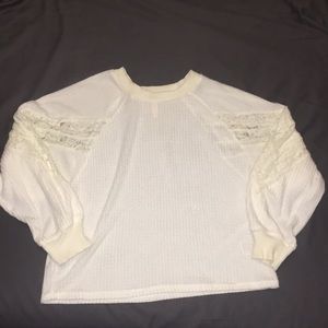 Target Brand white XS sweater with lace accents